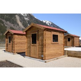 Abri de jardin Bois 5 m², Chausey, toiture couleur terre cuite, Pin, imprégnation colorée marron, L. 2,66 m x l. 2,70 m x h. 2,68 m