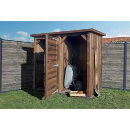 Abri de jardin Bois 2,30 m², Uby Pin, imprégnation colorée marron, L. 2,46 m x l. 1,37 m x h. 2,06 m
