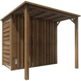 Abri de jardin Bois 4,70 m², Ontine Pin, imprégnation colorée marron, L. 2,46 m x l. 2,46 m x h. 2,06 m