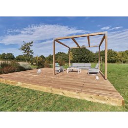 Pergola Bois connecteur 90, Pin imprégnation colorée marron, L. 2,50 m x l. 2,50 m x h. 2,50 m