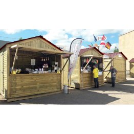 Abri de jardin Bois 5,90 m², Labaume, toiture couleur terre cuite, Pin imprégnation colorée verte, L. 2 m x l. 2,97 m x h. 2,95 m