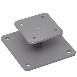 Pied de poteau réglable large, Acier Galvanisé Gris Givré, L. 130 mm x l. 130 mm x h. 25-71 mm x ep. 8 mm