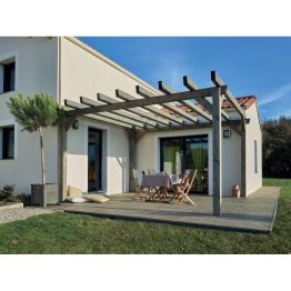 Pergola Bois Autoportée Albizia, Douglas imprégnation colorée pré-grisée, L. 4 m x l. 4 m x h. 2,53 m