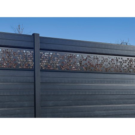 Panneau de clôture décoratif Aluminium Sydney, Noir, L. 1,97 m x l. 325 mm x ep. 25 mm