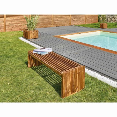 Banc en Bois Métis Pin, Marron par imprégnation, L. 2,09 m x l. 530 mm x h. 535 mm x ep. 535 mm