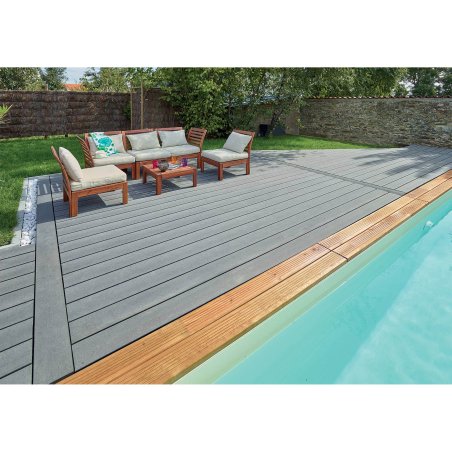Lame de terrasse Bois composite Baltique, Gris pierre, L. 4 m x l. 165 mm x ep. 21 mm