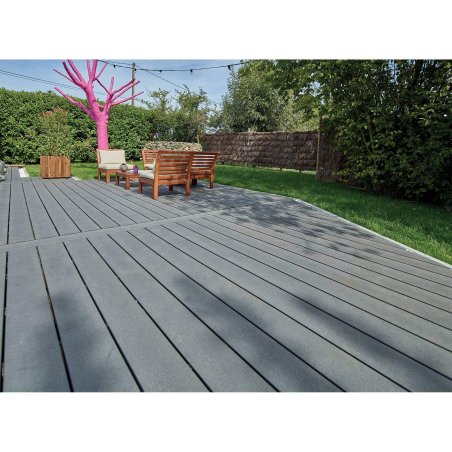 Lame de terrasse Bois composite Baltique, Gris pierre, L. 4 m x l. 165 mm x ep. 21 mm