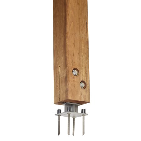 Pied de poteau à âme Acier thermolaqué Gris Givré, L. 130 mm x l. 130 mm x h. 230 mm x ep. 4 mm