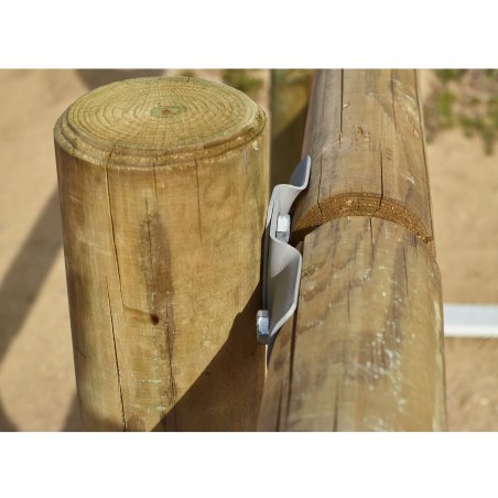 Connecteur inclinable bois rond pour clôture des Marais, Acier Galvanisé Gris Givré, L. 124 mm x l. 68 mm x ep. 2.5 mm