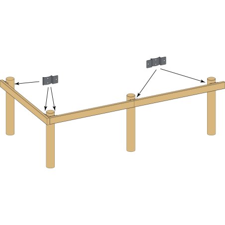 Connecteur standard bois mixtes pour clôture des Marais, Acier Galvanisé Gris Givré, L. 190 mm x l. 68 mm x ep. 2.5 mm