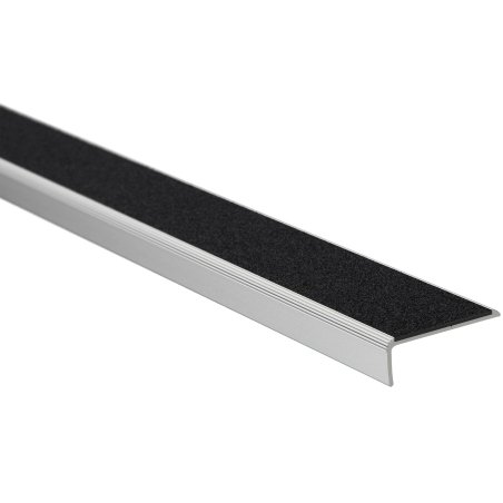Profil cornière antidérapant Aluminium et insert minéral, Noir, L. 1.15 m x l. 59 mm x ep. 4 mm