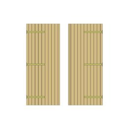 Kit 2 portes Bois pour Abri à panneaux modulables Pin, Vert par imprégnation