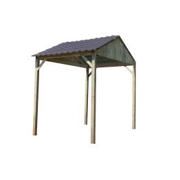 Abri de jardin Bois 5,07 m², Module de base, toiture couleur graphite Pin, Vert par imprégnation, L. 1,99 m x l. 2,97 m x h. 3 m
