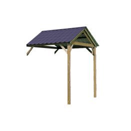Abri de jardin Bois 5,07 m², Module d'extension, toiture couleur graphite Pin, Vert par imprégnation, L. 1,99 m x l. 2,97 m x h. 3 m