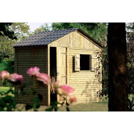 Abri de jardin Bois 5,90 m², Élise, toiture couleur graphite Pin, Vert par imprégnation, L. 2 m x l. 2,97 m x h. 2,95 m