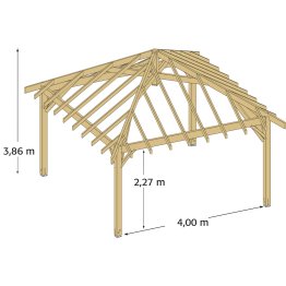 Kiosque en bois carré sans toiture Pin, Vert par imprégnation, L. 4 m x l. 4 m x h. 3,80 m