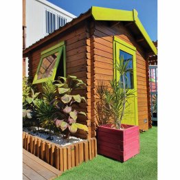 Abri de jardin Bois 5 m², Chausey, toiture couleur graphite Pin, Marron par imprégnation, L. 2,66 m x l. 2,70 m x h. 2,68 m
