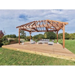 Kiosque en bois rectangulaire sans toiture Pin, Marron par imprégnation, L. 6,50 m x l. 4,50 m x h. 3,84 m