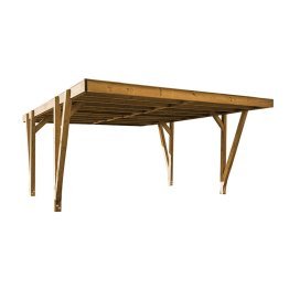 Carport Bois Rigi Pin, Marron par imprégnation, L. 3,964 m x l. 6 m x h. 2,58 m