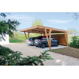 Carport Bois Viso Pin, Marron par imprégnation, L. 5,85 m x l. 6 m x h. 2,58 m