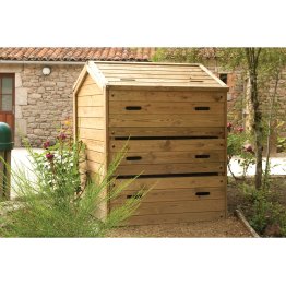 Composteur Bois 920 L, Pin Marron par imprégnation, L. 1.028 m x l. 0.97 m x h. 1.22 m