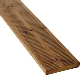 Lame de terrasse Bois Aruba Pin, Marron par imprégnation, ep. 22 mm x l. 120 mm x L. 4 m, Jusqu'en classe d'emploi 4