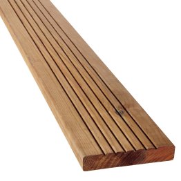 Lame de terrasse Bois Cancun Pin, Marron par imprégnation, ep. 28 mm x l. 145 mm x L. 4,20 m, Jusqu'en classe d'emploi 4