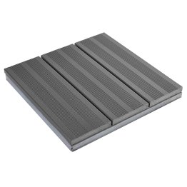 Dalle de terrasse Bois composite, Gris pierre, L. 500 mm x l. 500 mm x ep. 52 mm