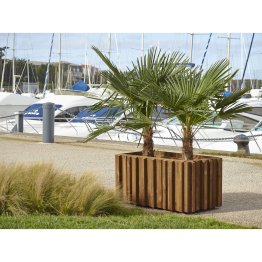 Jardinière Bois rectangulaire Métis Pin, Marron par imprégnation, L. 1,10 m x l. 580 mm x h. 535 mm