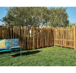 Clôture Bois Papyrus Pin, Marron par imprégnation, L. 1,80 m x h. 1,50 m x ep. 90 mm