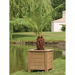 Jardinière Bois carrée Genêt Pin, Marron par imprégnation, L. 520 mm x l. 520 mm x h. 540 mm