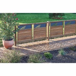Clôture Bois et Aluminium Rifflet Pin, Marron par imprégnation, L. 1,80 m x h. 882 mm x ep. 90 mm