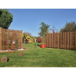 Clôture Bois Montélie Pin, Marron par imprégnation, L. 1,80 m x h. 1,80 m x ep. 80 mm