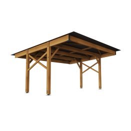 Structure Ombrière Bois photovoltaïque, Module de départ Monopente Simple PIVOLTA, Douglas, Marron par imprégnation, L. 7,50 m x l. 6 m x h. 3,90 m