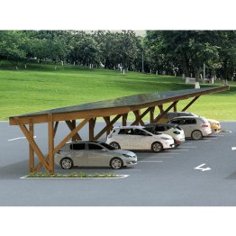 Structure Ombrière Bois photovoltaïque, Module de départ Monopente Simple PIVOLTA, Douglas, Marron par imprégnation, L. 7,50 m x l. 6 m x h. 3,60 m