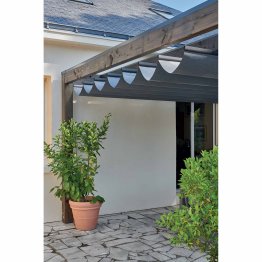 Store velum horizontal manuel Ondeo pour pergola Samana, Gris Anthracite, L. 4 m x l. 4 m