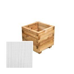Jardinière Bois carrée Enfilade Pin, Laqué Blanc, L. 470 mm x l. 470 mm x h. 450 mm