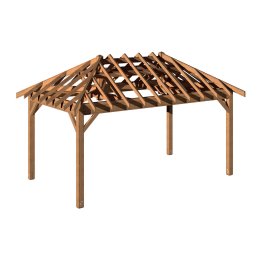 Kiosque en bois rectangulaire sans toiture Pin, imprégnation colorée marron, L. 5,50 m x l. 3,50 m x h. 3,53 m