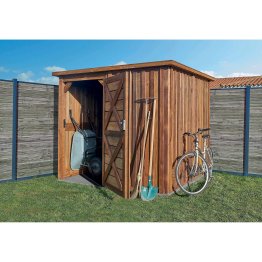 Abri de jardin Bois 4,70 m², Adour Pin, imprégnation colorée marron, L. 2,46 m x l. 2,46 m x h. 2,06 m