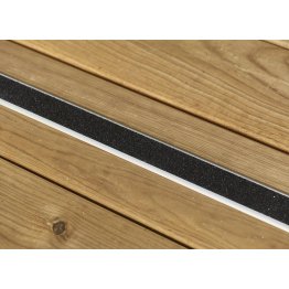 Profil plat antidérapant Aluminium et insert minéral, Noir, L. 1.15 m x l. 39 mm x ep. 4 mm