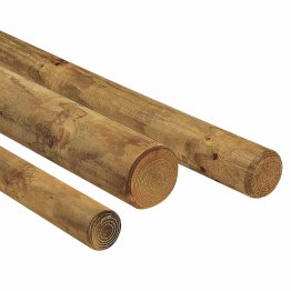 Bois Rond Pin, imprégnation colorée marron, Diam. 120 mm x L. 3 m, Jusqu'en classe d'emploi 4
