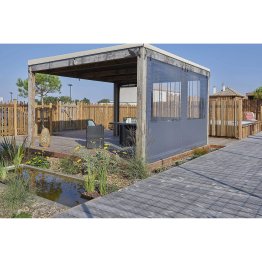 Toile tendue DOMEO pour pergola autoportée Samana, Gris clair, L. 4 m x l. 4 m