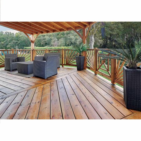 Lame de terrasse Bois Bornéo Pin, Marron par imprégnation, ep. 28 mm x l. 165 mm x L. 4 m, Jusqu'en classe d'emploi 4