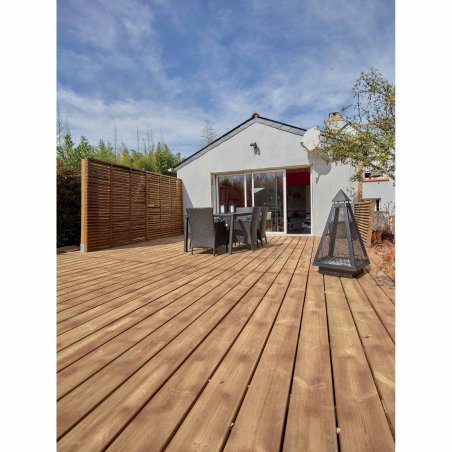 Lame de terrasse Bois Bornéo Pin, imprégnation colorée marron, ep. 28 mm x l. 165 mm x L. 4 m, Jusqu'en classe d'emploi 4